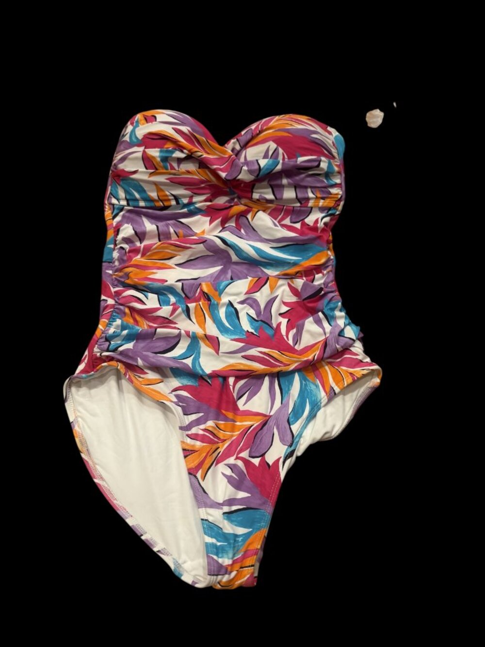 Anne Cole Size 8 Strapless One Piece Swimsuit with Floral Print
